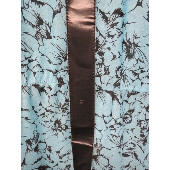 Vintage Warell Blue & Black Floral Dress with Belt Size 14 P Pleated Top - Picture 8 of 11